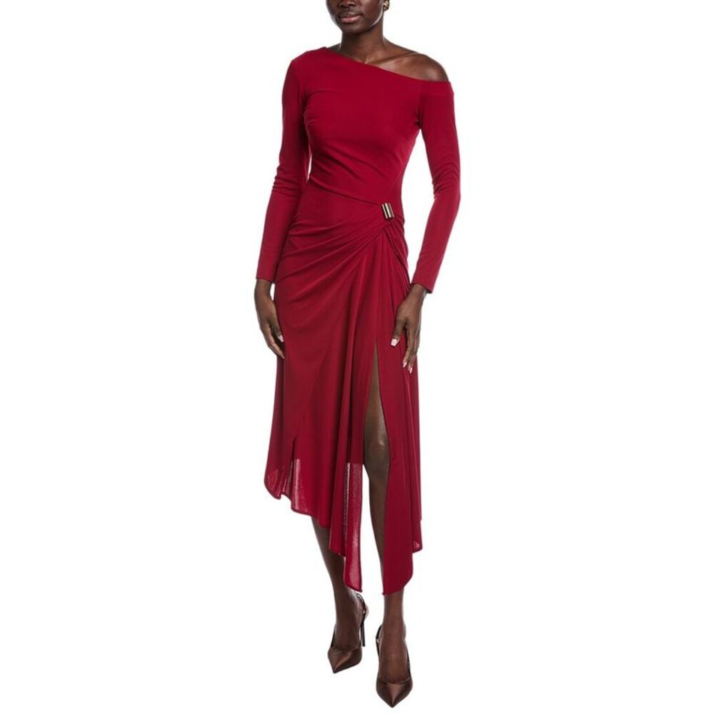Carla Ruiz Womens  Ruched Midi Dress, Red
